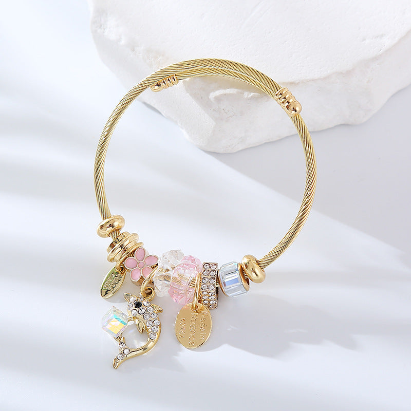 New Stainless Steel Alloy Gold Bracelet Pendant